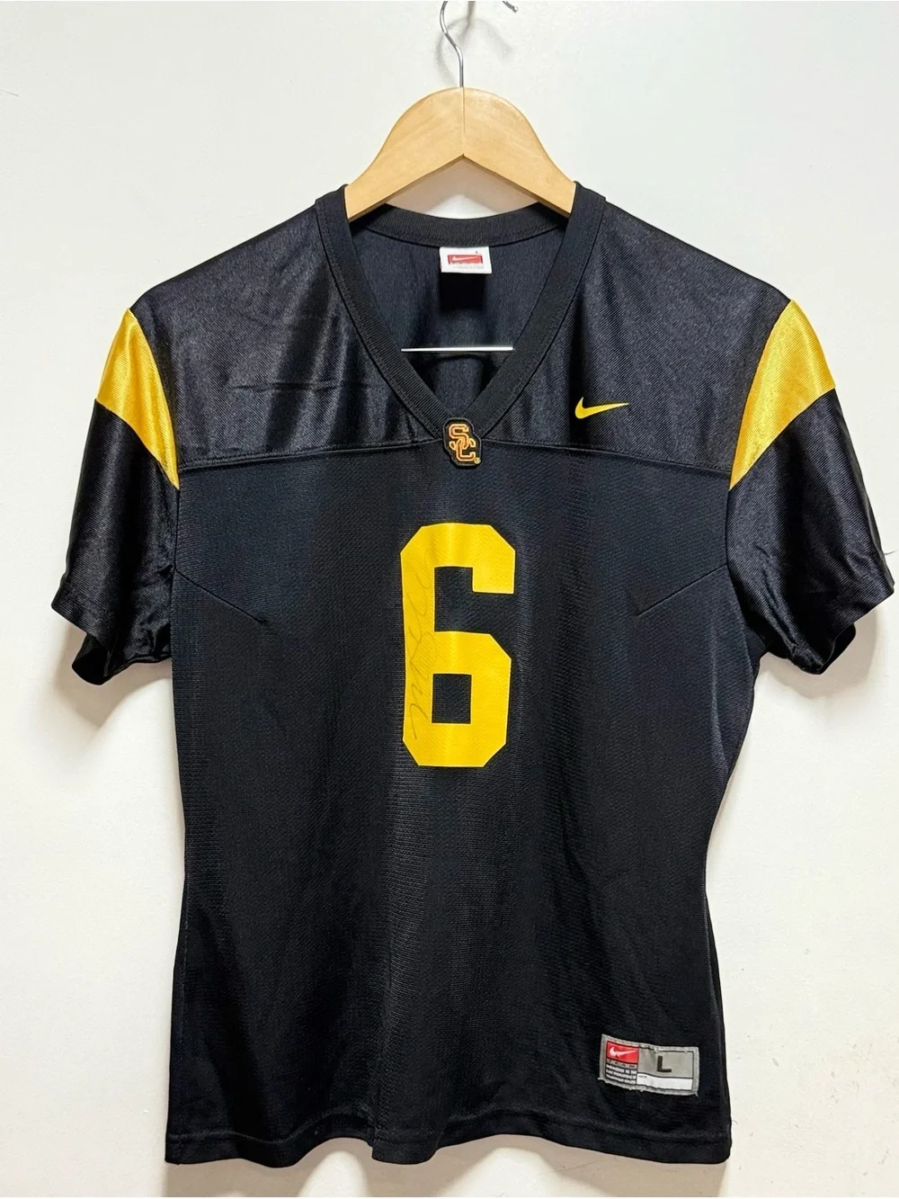 Nike Women's Black and Gold Football Jersey - No. 6